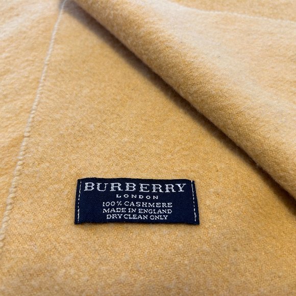 BURBERRY London Gold Embroidered 100% Cashmere Scarf 12 X 54 - Picture 4 of 4
